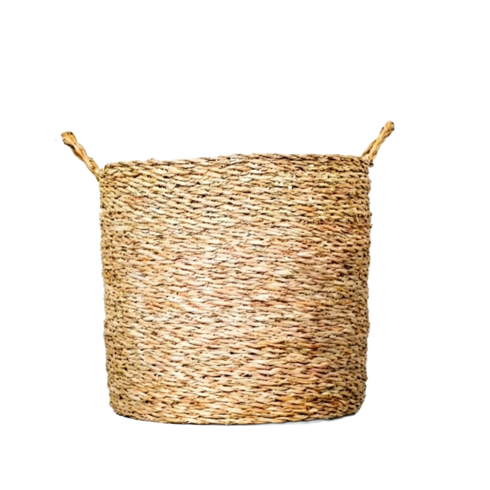 100% Handwoven Natural Rattan 12" Round Rustic Weave Basket with Handles, Boho Farmhouse Decorative Laundry & Storage Organizer, Handcrafted – Authentic African Craftsmanship, Baskets - Palace Imports