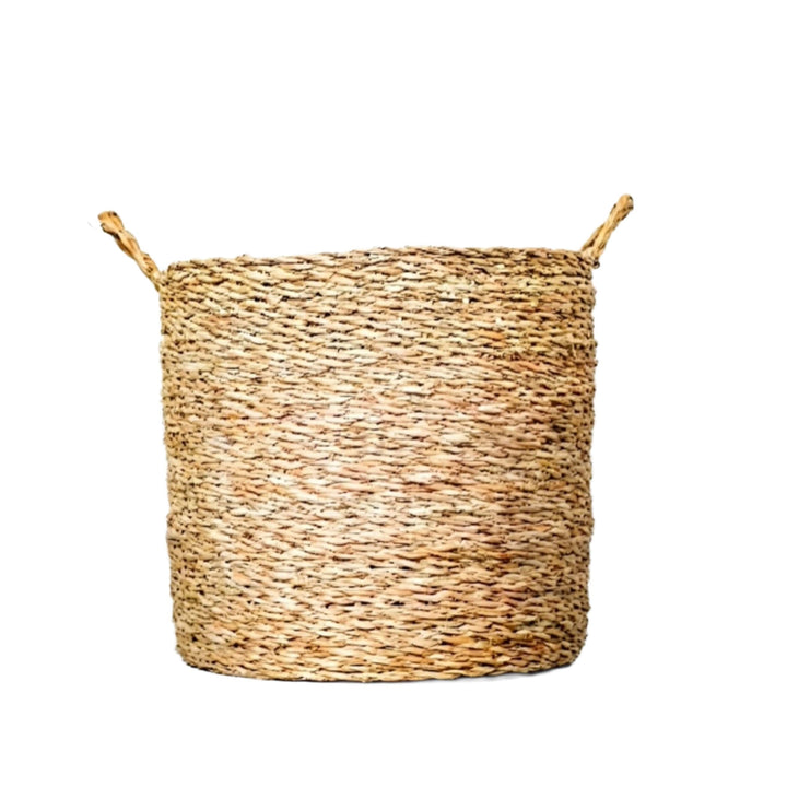 100% Handwoven Natural Rattan 12" Round Rustic Weave Basket with Handles, Boho Farmhouse Decorative Laundry & Storage Organizer, Handcrafted – Authentic African Craftsmanship, Baskets - Palace Imports