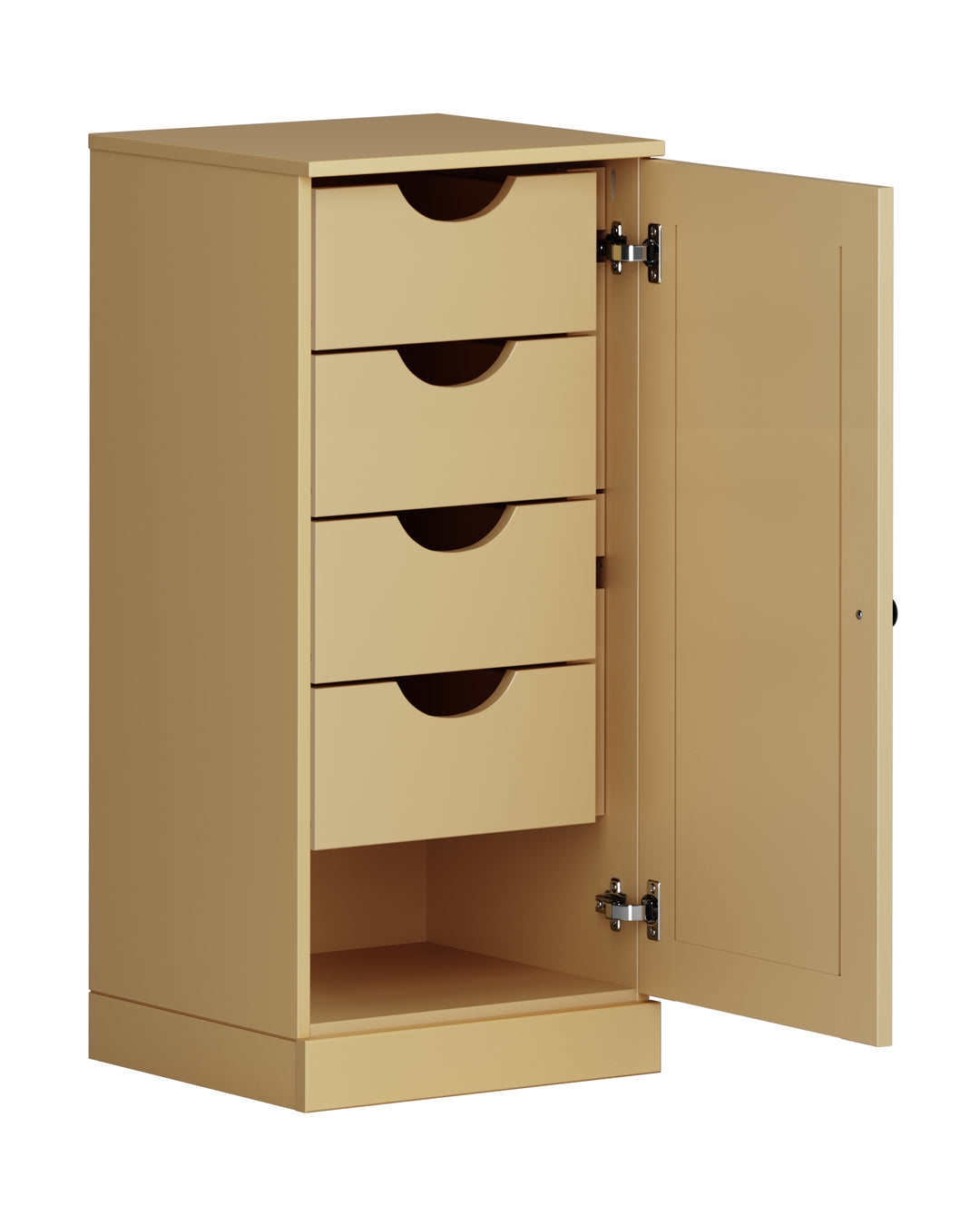 100% Solid Wood Bathroom Storage Cabinet, Shaker Door, 4 Drawers, Adjustable Shelves, 16.5" Wide, 35.75" Tall