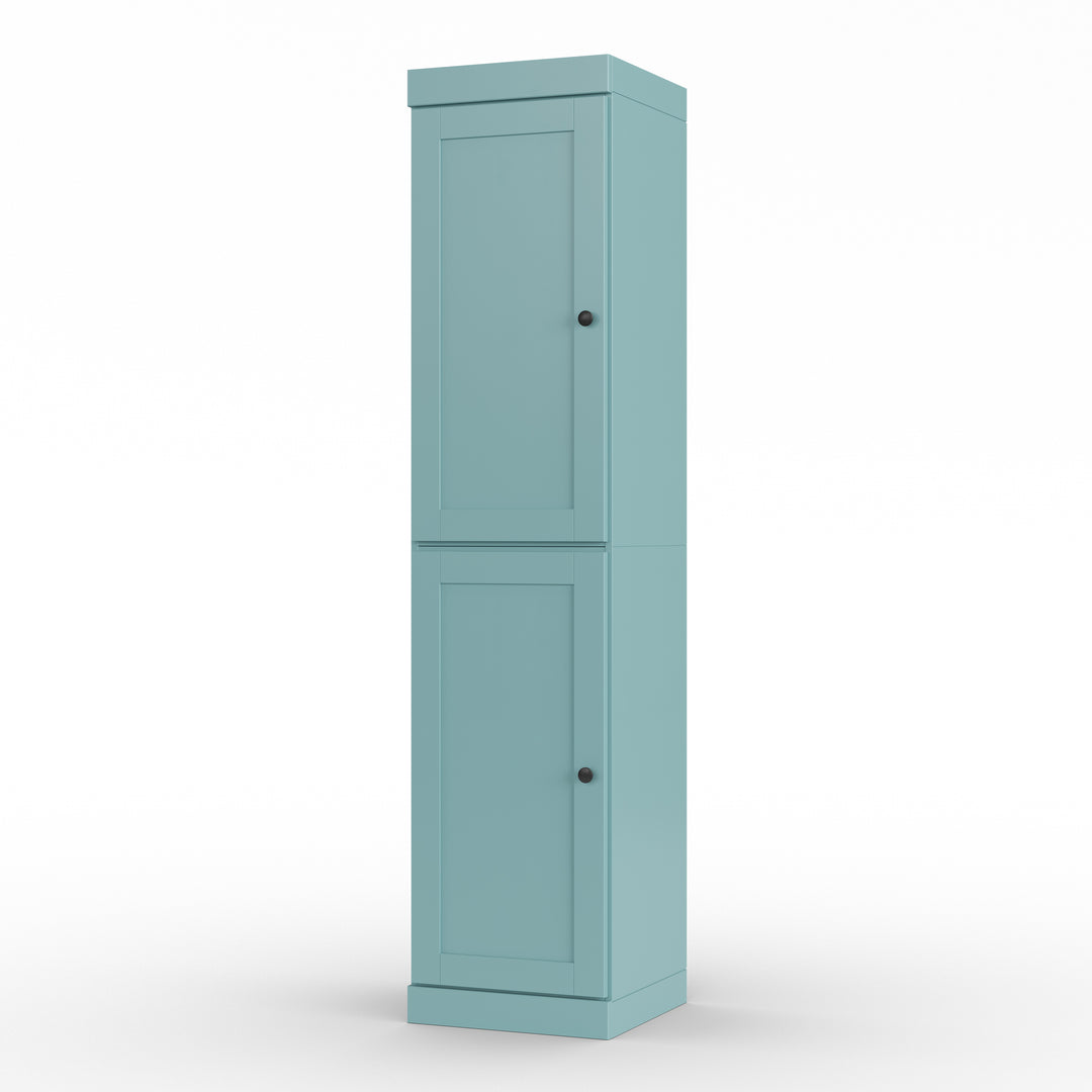 100% Solid Wood Bathroom Storage Cabinet, Shaker Doors, 2 Drawers, Adjustable Shelves, 16.5" Wide, 71.5" Tall