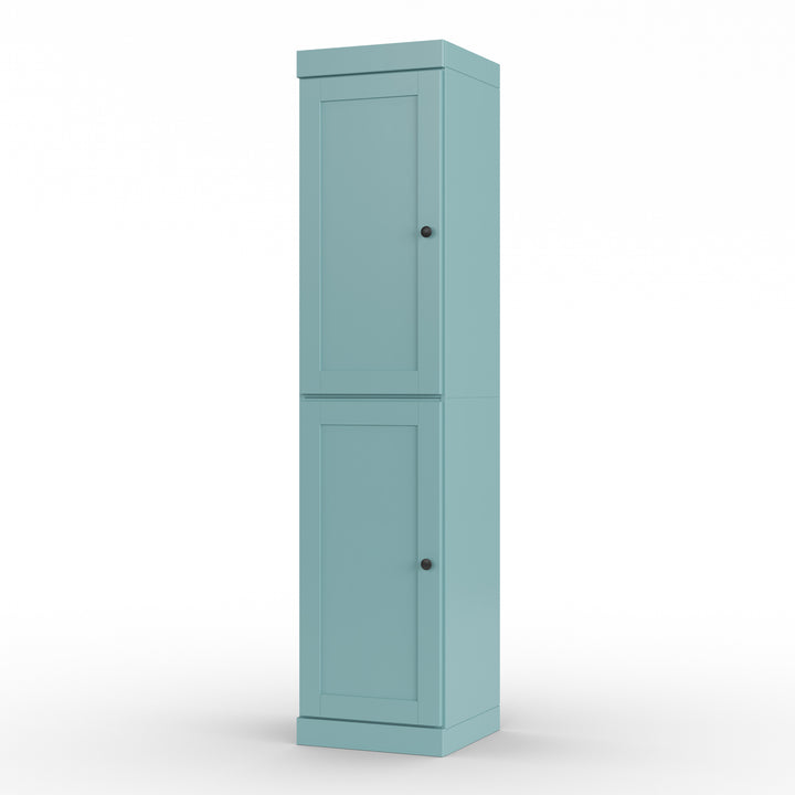 100% Solid Wood Bathroom Storage Cabinet, Shaker Doors, 2 Drawers, Adjustable Shelves, 16.5" Wide, 71.5" Tall