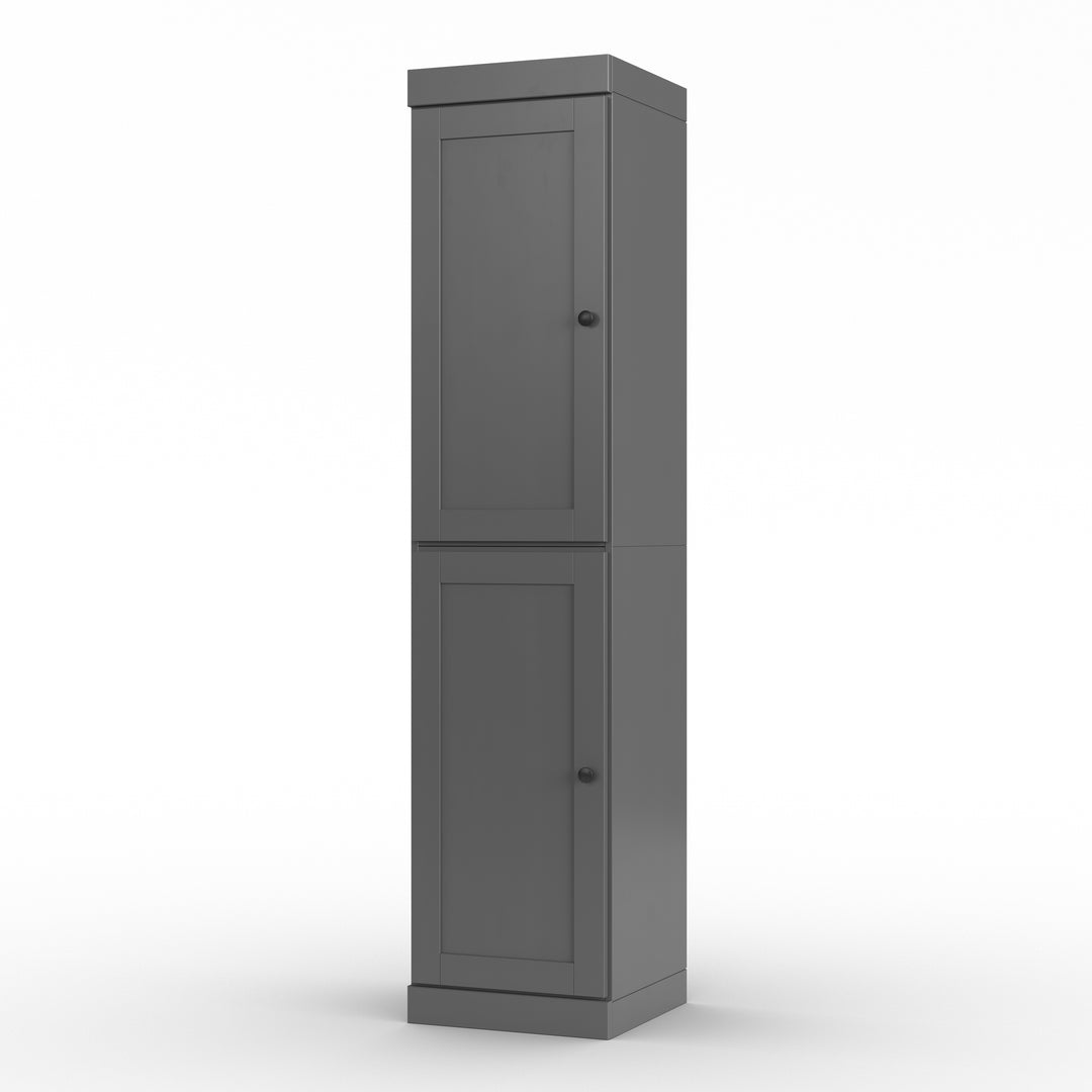 100% Solid Wood Bathroom Storage Cabinet, Shaker Doors, 2 Drawers, Adjustable Shelves, 16.5" Wide, 71.5" Tall