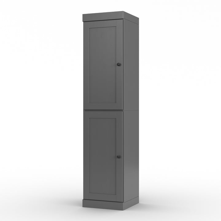 100% Solid Wood Bathroom Storage Cabinet, Shaker Doors, 2 Drawers, Adjustable Shelves, 16.5" Wide, 71.5" Tall