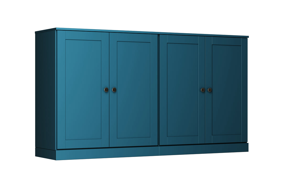 100% Solid Brazilian Pine Wood 64" Sideboard with Shaker Doors, 4-Drawers and Adjustable Shelves