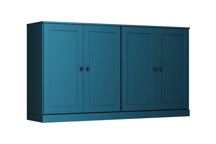 100% Solid Brazilian Pine Wood 64" Sideboard with Shaker Doors, 4-Drawers and Adjustable Shelves