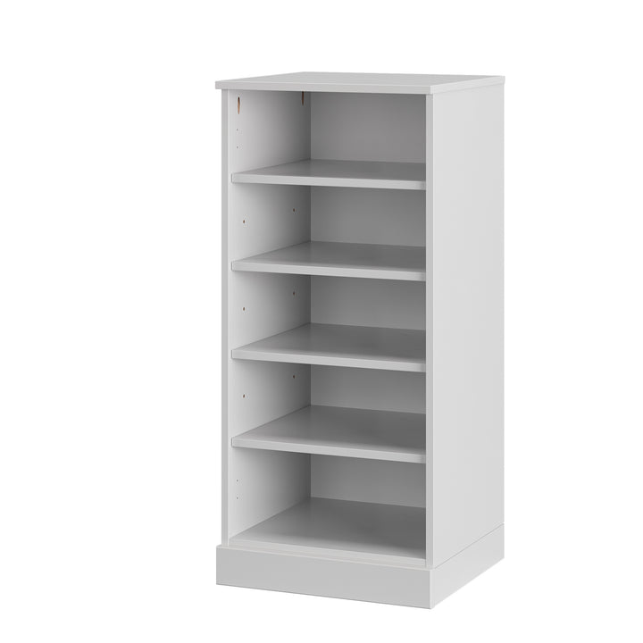 100% Solid Wood Narrow Open Shoe Storage Cabinet with Adjustable Shelves, Space Saving Stackable Organizer, 16.5" W x 35.75" H