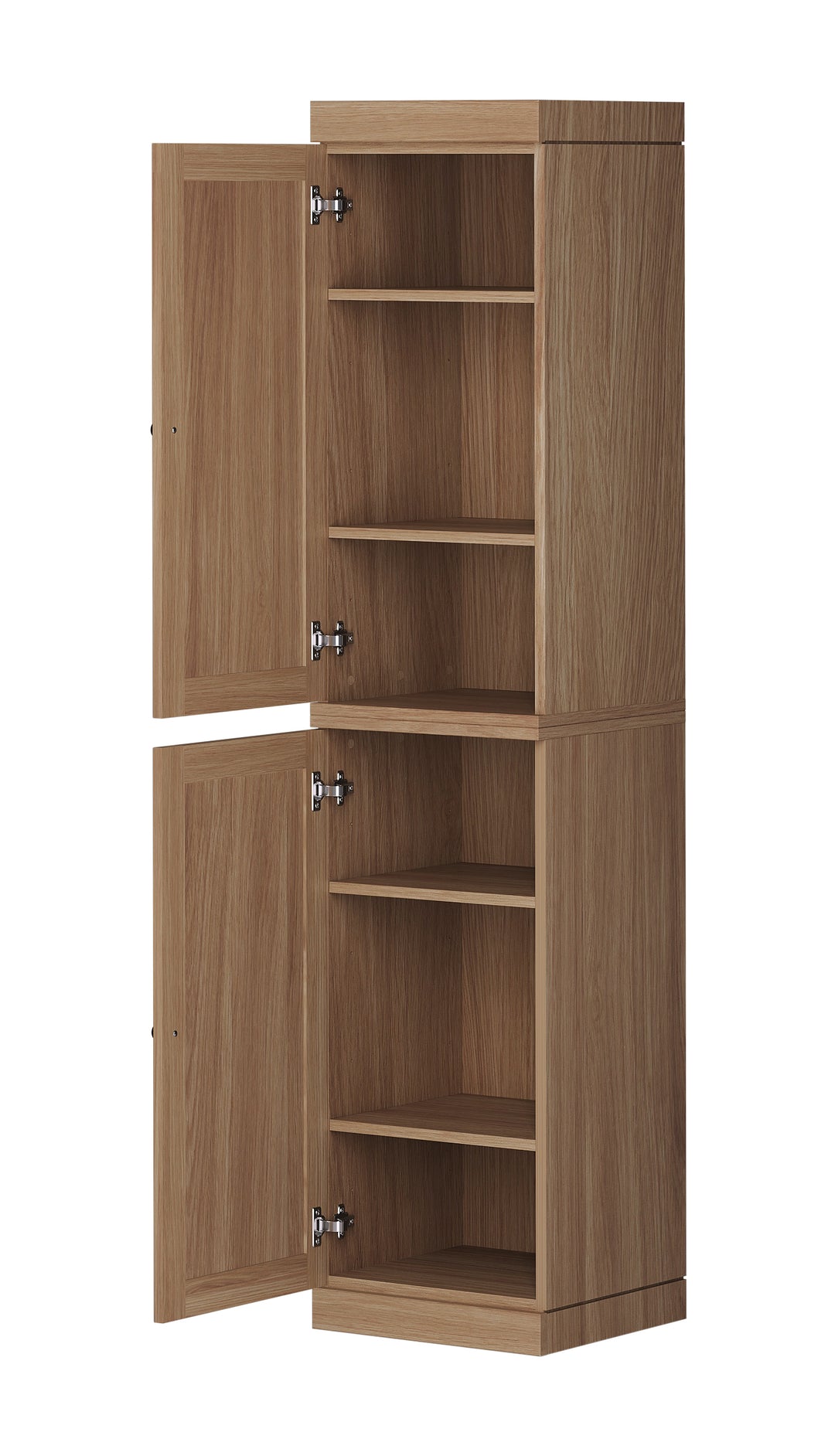 Premium 100% Solid European Oak Hardwood Bathroom Storage Cabinet with Shaker Doors – 16" Wide, 71.5" Tall
