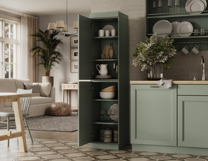 100% Solid Wood 16.5" Pantry Cabinet, 2 Shaker Wood Doors