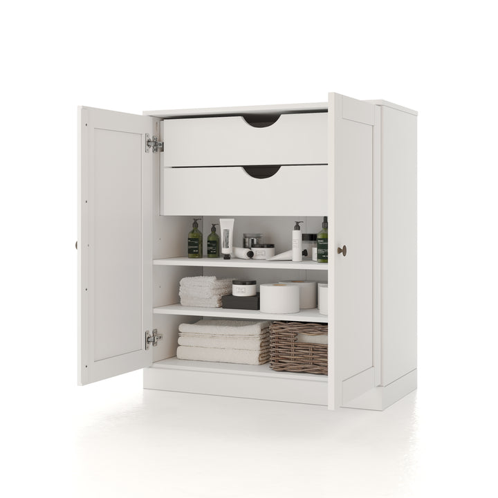 100% Solid Wood 32" Bathroom Cabinet with Shaker Wood Doors, 2-Drawers