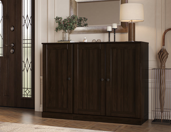 100% Solid Wood Shoe Storage Cabinet with Shaker Doors, Adjustable Shelves, Space Saving Modular Entryway Organizer, 48.5" W x 35.75" H
