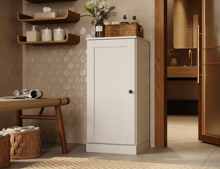 100% Solid Wood Bathroom Storage Cabinet, Shaker Door, 2 Drawers, Adjustable Shelves, 16.5" Wide, 35.75" Tall