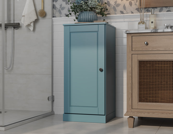100% Solid Wood Bathroom Storage Cabinet, Raised Panel Door, 4 Drawers, Adjustable Shelves, 16.5" Wide, 35.75" Tall