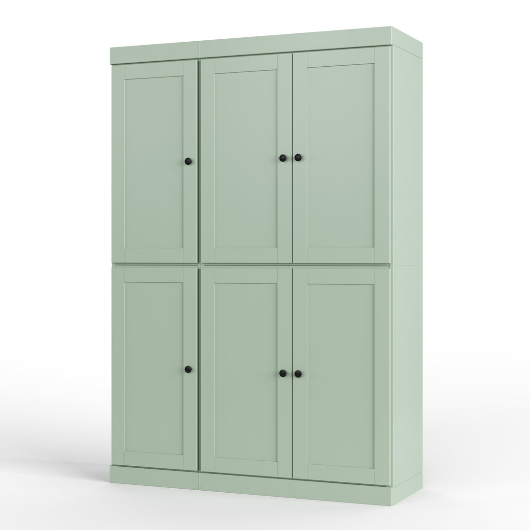 100% Solid Wood 48.5" Pantry Cabinet, Shaker Wood Doors, 2-Drawers