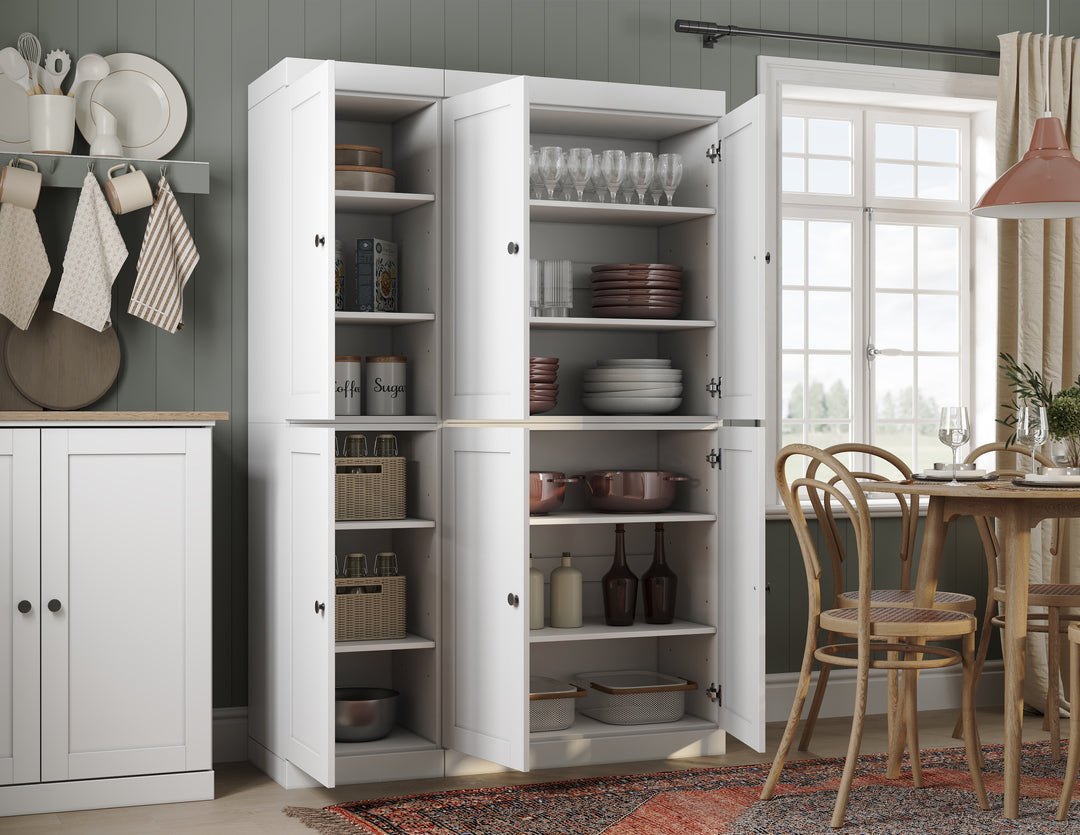 100% Solid Wood 48.5" Pantry Cabinet, Shaker Wood Doors