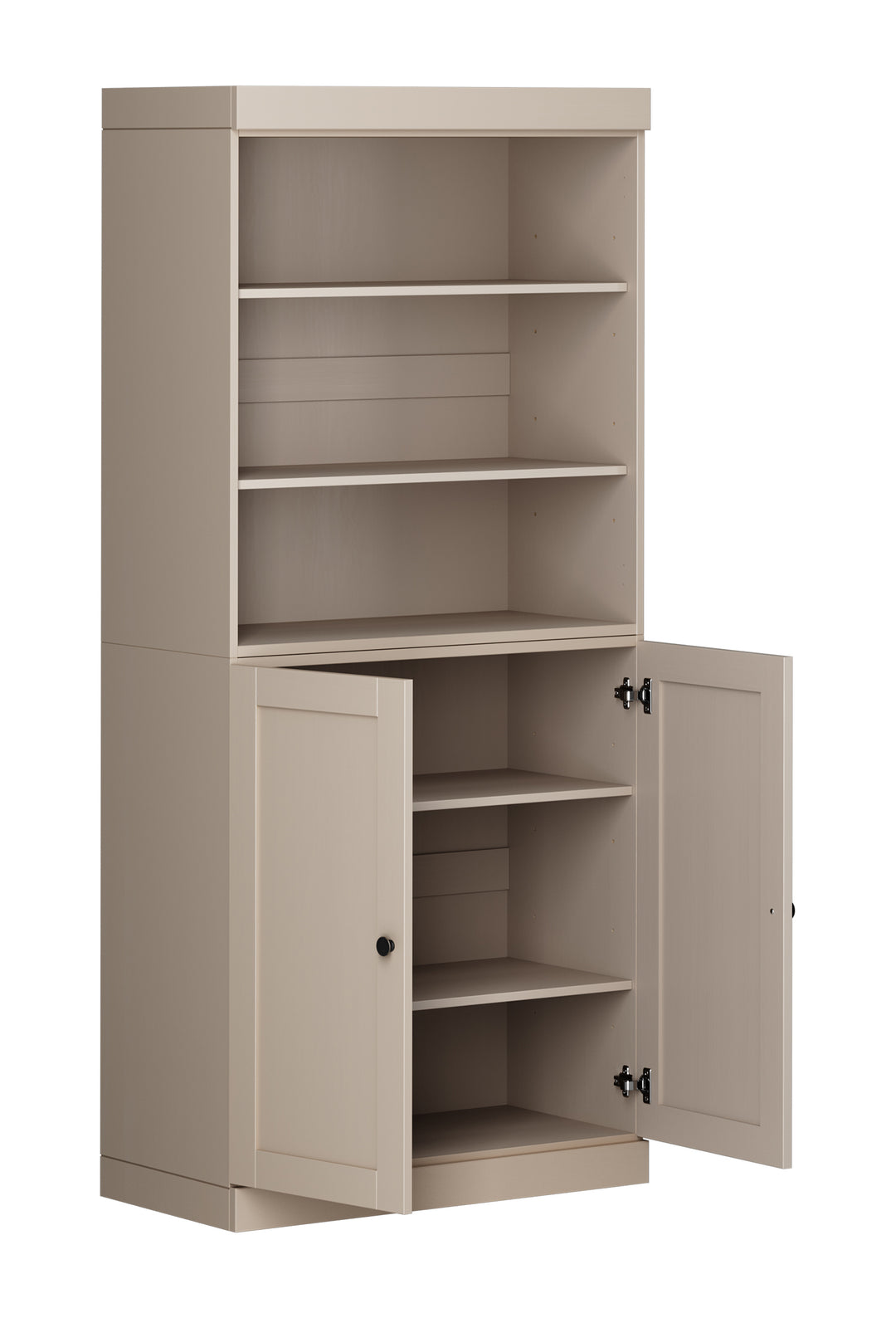 100% Solid Wood 6-Shelf 32" Bookcase Cabinet, 2 Solid Shaker Wood Doors, Adjustable Shelves