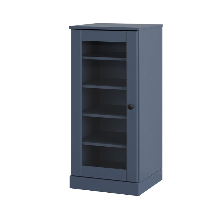 100% Solid Wood Narrow Glass Door Shoe Storage Cabinet with Adjustable Shelves, Space Saving Stackable Organizer, 16.5" W x 35.75" H