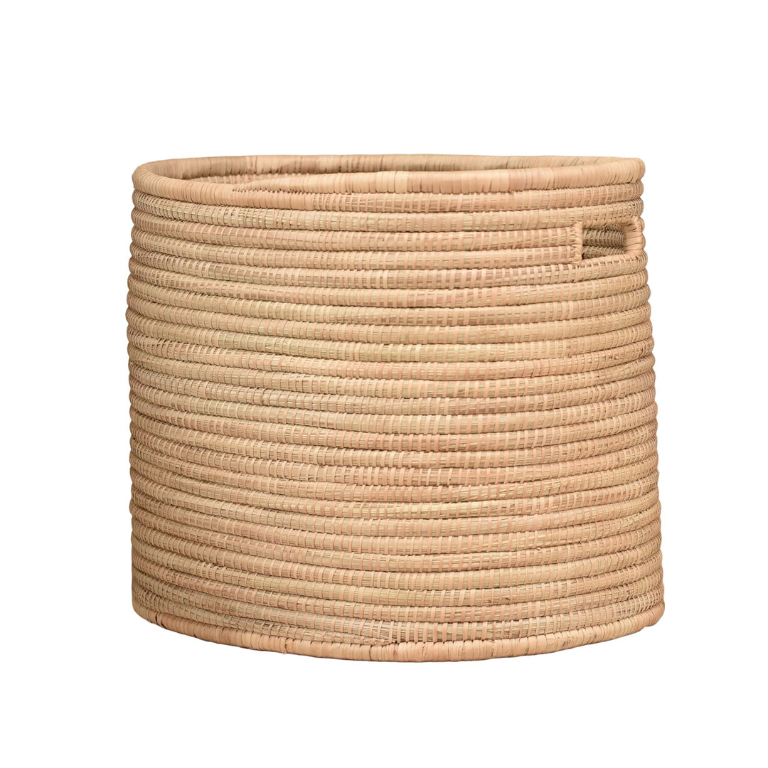 100% Handwoven Natural Rattan 22" Oval Basket with Handles, Boho Farmhouse Decorative Laundry & Storage Organizer, Handcrafted – Authentic African Craftsmanship, Baskets - Palace Imports