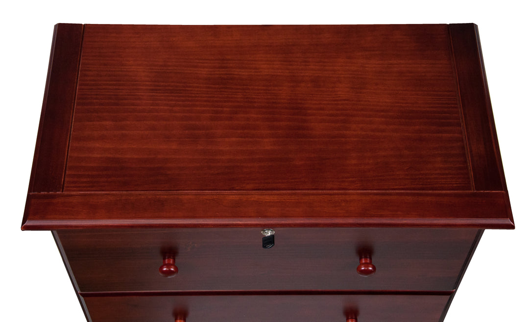 100% Solid Wood 5-Jumbo Drawer Chest with Lock & Metal Knobs