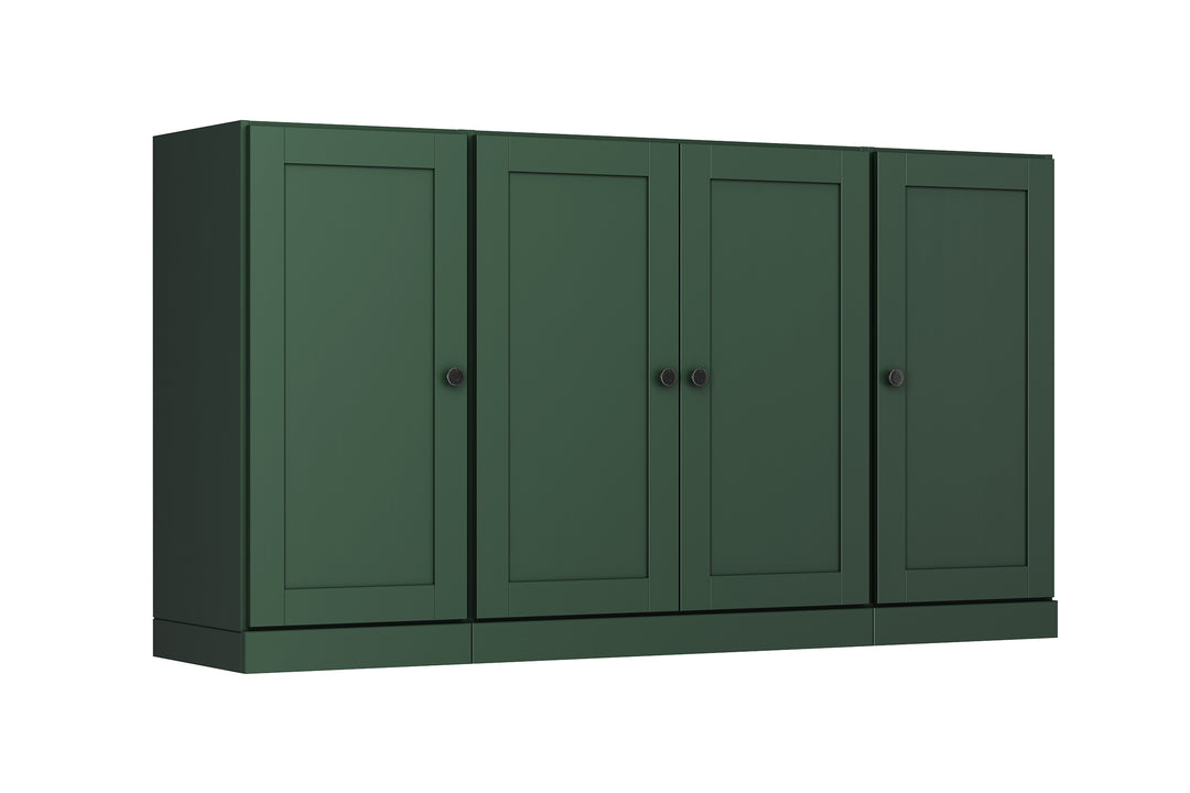 100% Solid Brazilian Pine Wood Sideboard, Shaker Doors, Adjustable Shelves, 65" Wide, 35.75" Tall