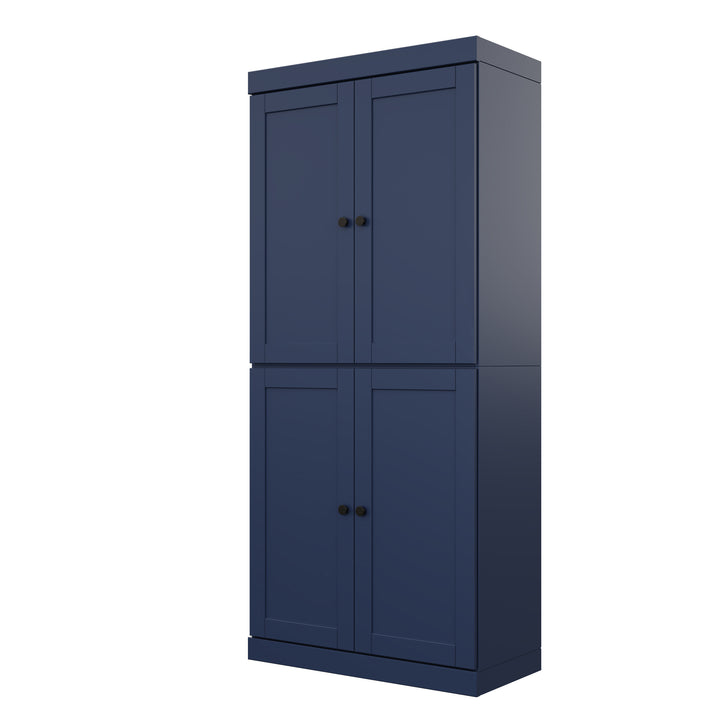 100% Solid Wood 32" Pantry Cabinet, Shaker Wood Doors, 2-Drawers