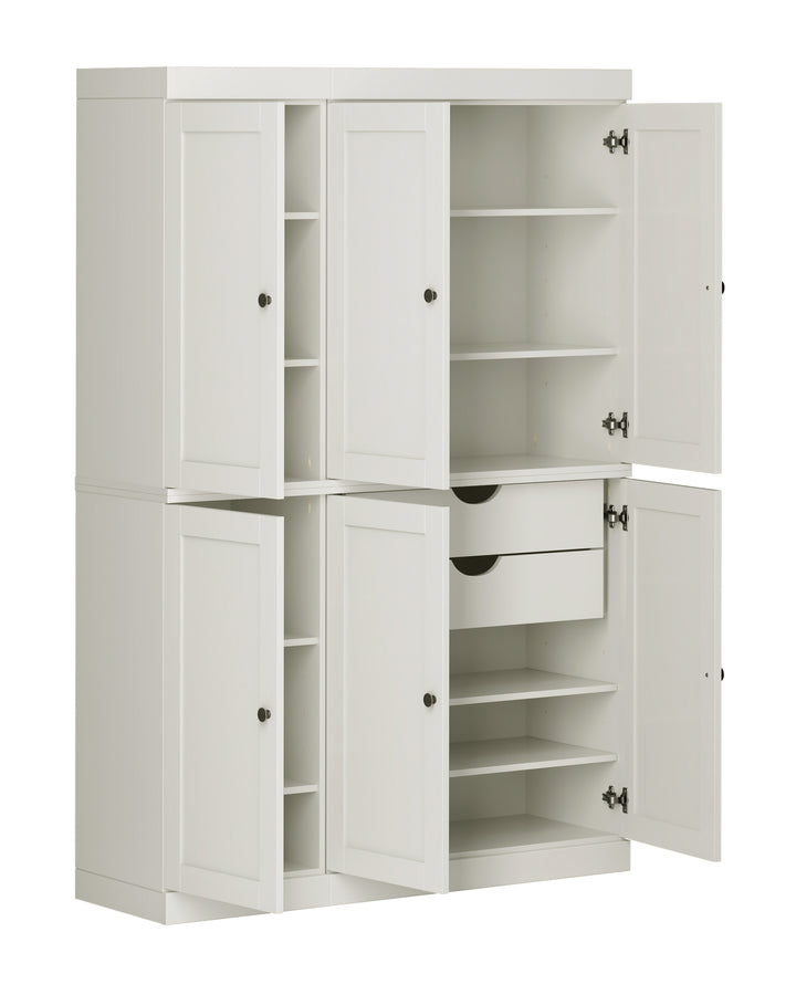 100% Solid Wood Kitchen Pantry Cabinet, Tall Freestanding Modular Storage with Shaker Doors & 2 Drawers, Adjustable Shelves, 48.5" W x 71.5" H