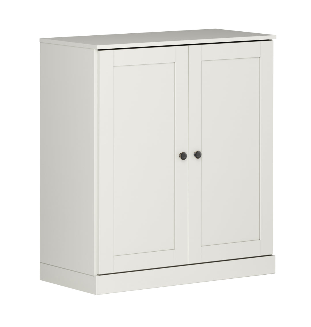 100% Solid Wood Freestanding Bathroom Linen Storage Cabinet with Shaker Doors, 2 Drawers, Adjustable Shelves, 32" W x 35.75" H