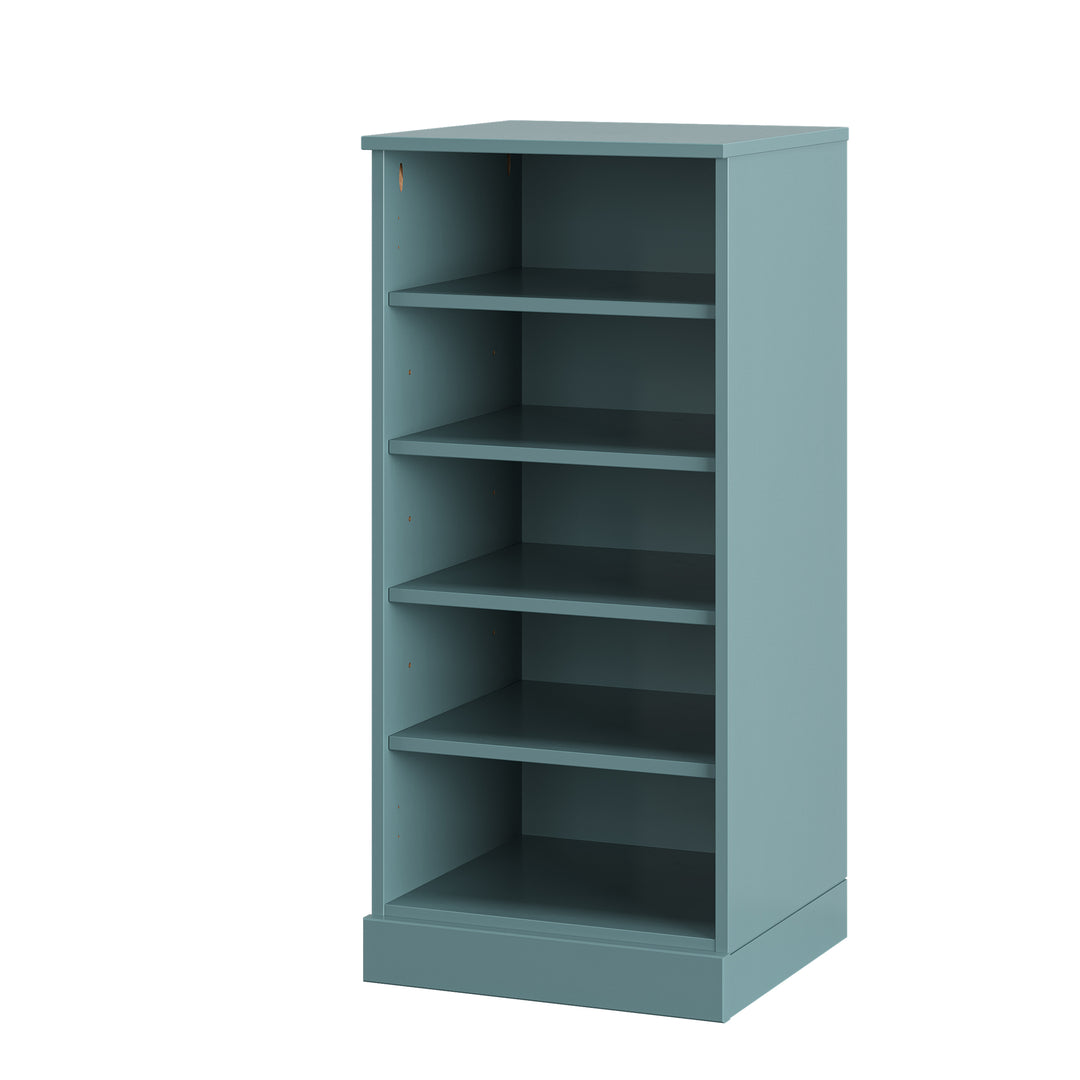 100% Solid Wood Narrow Open Shoe Storage Cabinet with Adjustable Shelves, Space Saving Stackable Organizer, 16.5" W x 35.75" H