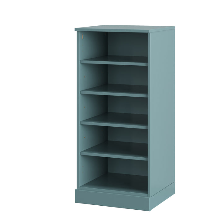 100% Solid Wood Narrow Open Shoe Storage Cabinet with Adjustable Shelves, Space Saving Stackable Organizer, 16.5" W x 35.75" H