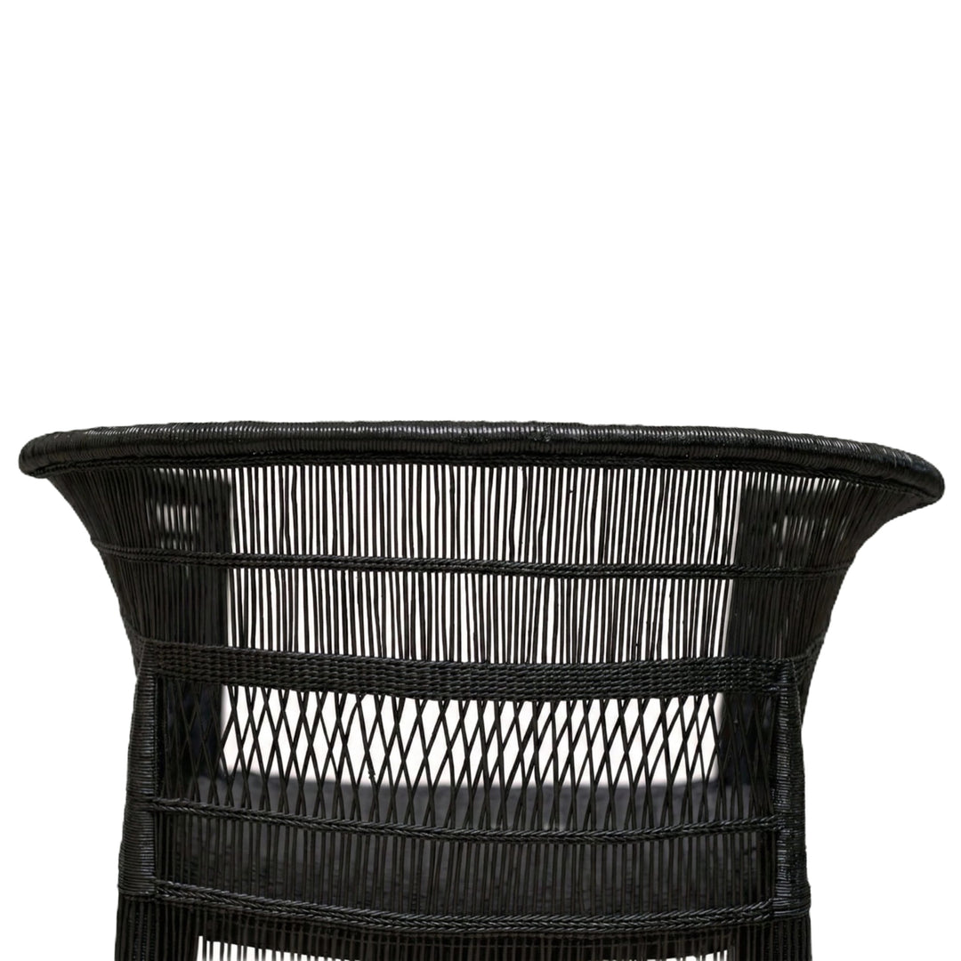 100% Solid Wood Frame Handwoven Natural Rattan Indoor Chair, Boho Farmhouse Accent Seating – Authentic African Craftsmanship