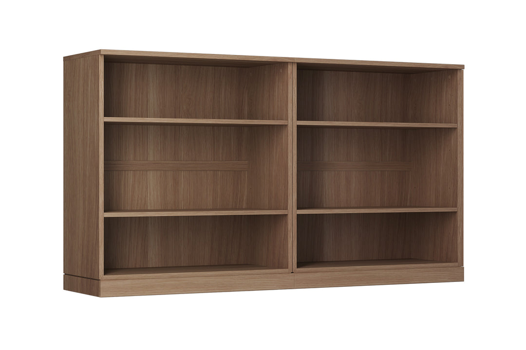 Premium 100% Solid European Oak Hardwood 6-Shelf Modular Bookcase – 64" Wide, 35.75" Tall