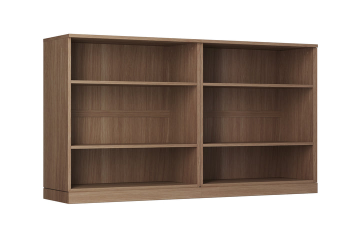 Premium 100% Solid European Oak Hardwood 6-Shelf Modular Bookcase – 64" Wide, 35.75" Tall