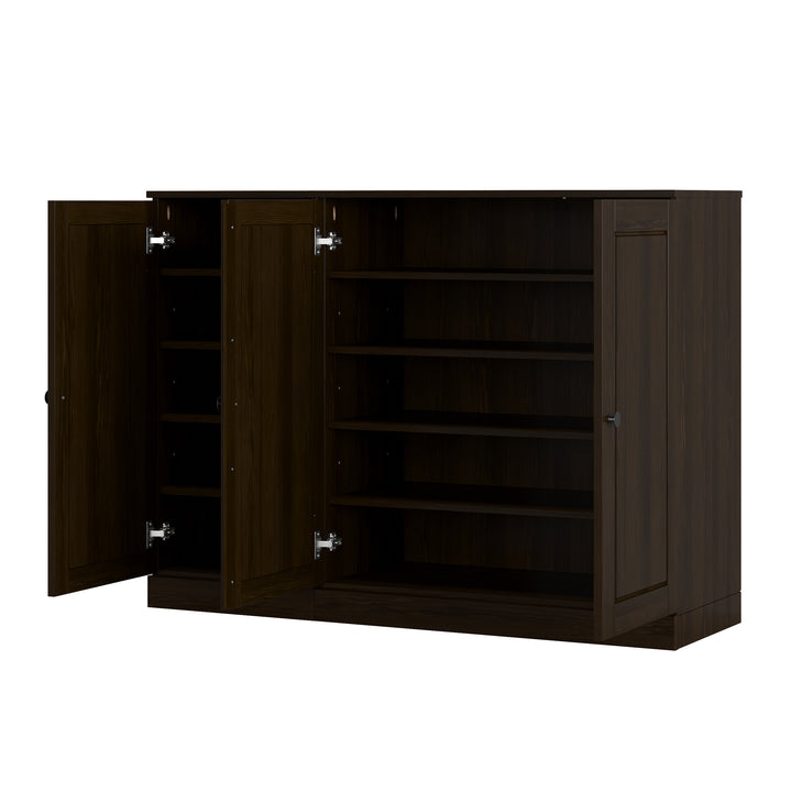 100% Solid Wood Shoe Storage Cabinet with Raised Panel Doors, Adjustable Shelves, Space Saving Modular Entryway Organizer, 48.5" W x 35.75" H