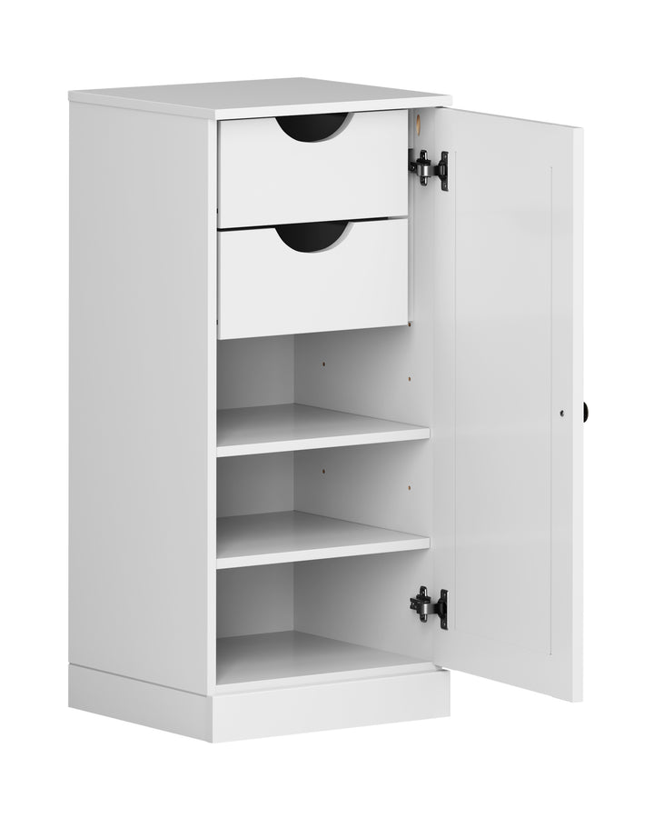 White Solid Wood Bathroom Storage Cabinet with 2 Drawers