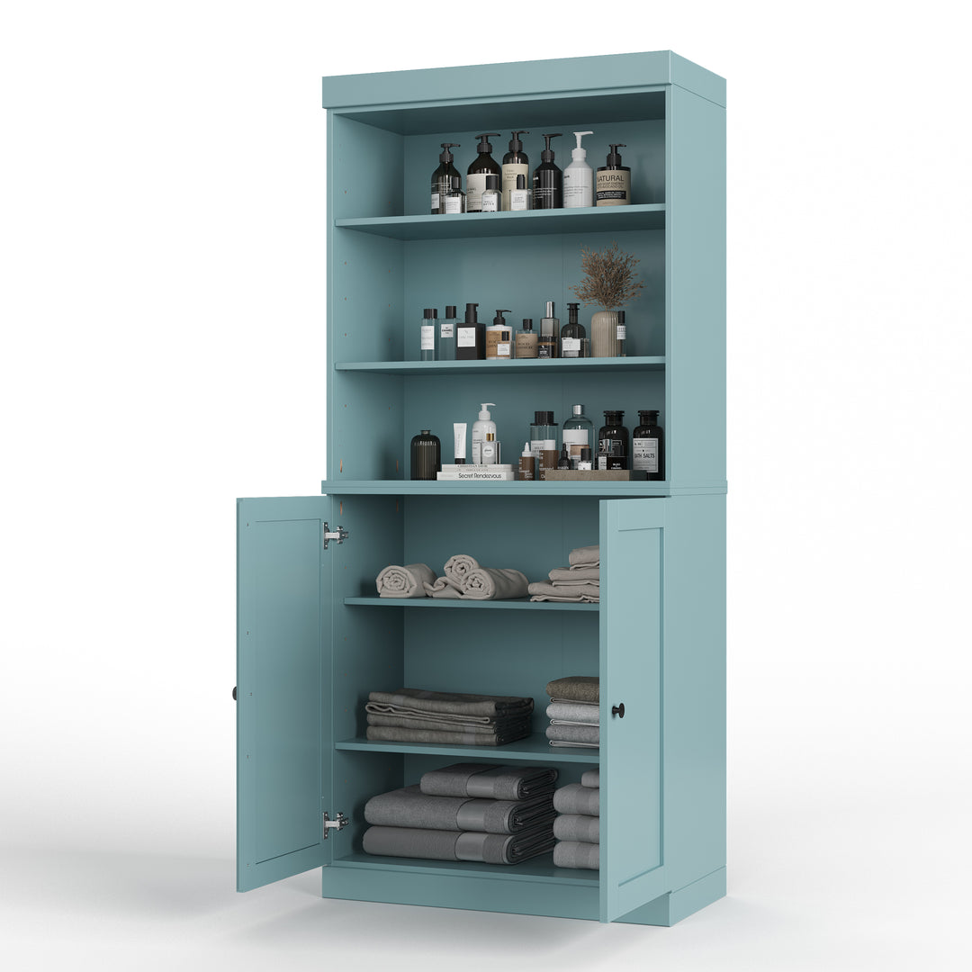 100% Solid Brazilian Pine Wood 32" Bathroom Storage Cabinet with Bottom Shaker Doors and Adjustable Shelves