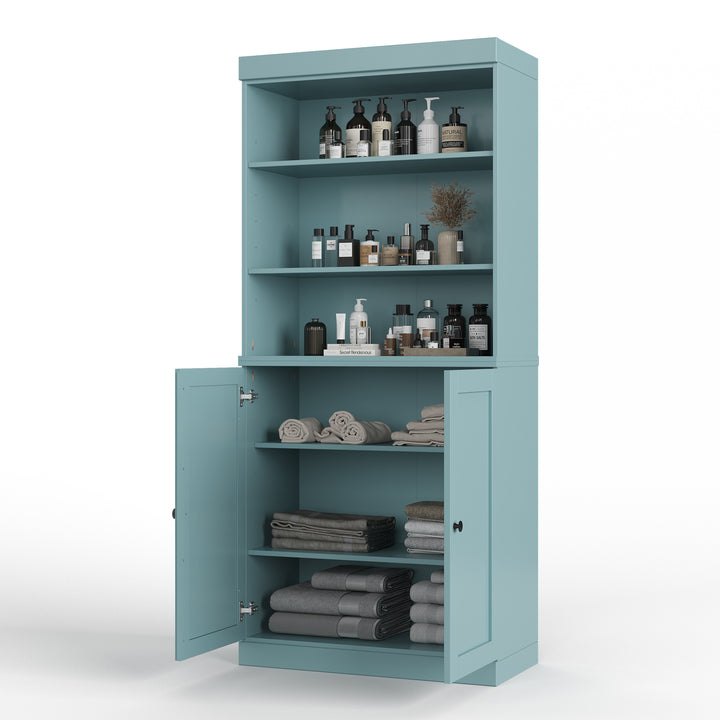 100% Solid Brazilian Pine Wood 32" Bathroom Storage Cabinet with Bottom Shaker Doors and Adjustable Shelves