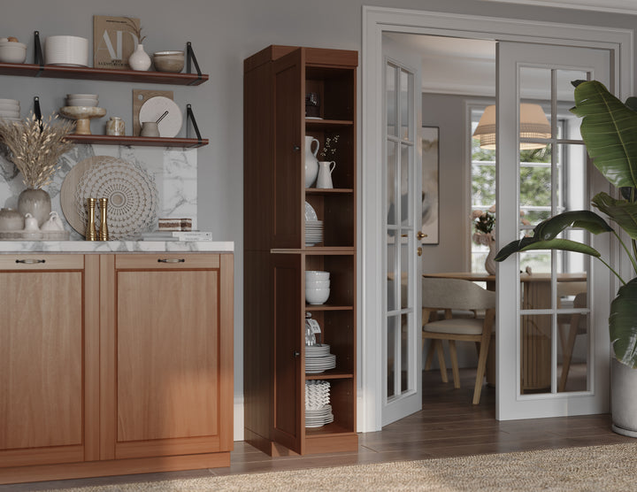 100% Solid Wood 16.5" Pantry Cabinet, 2 Shaker Wood Doors