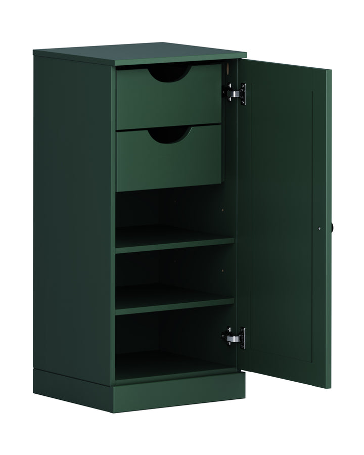 100% Solid Wood Bathroom Storage Cabinet, Shaker Door, 2 Drawers, Adjustable Shelves, 16.5" Wide, 35.75" Tall