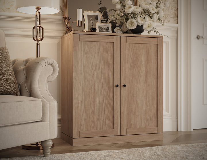 Premium 100% Solid European Oak Hardwood 3-Shelf Modular Bookcase with Shaker Doors – 32" Wide, 35.75" Tall