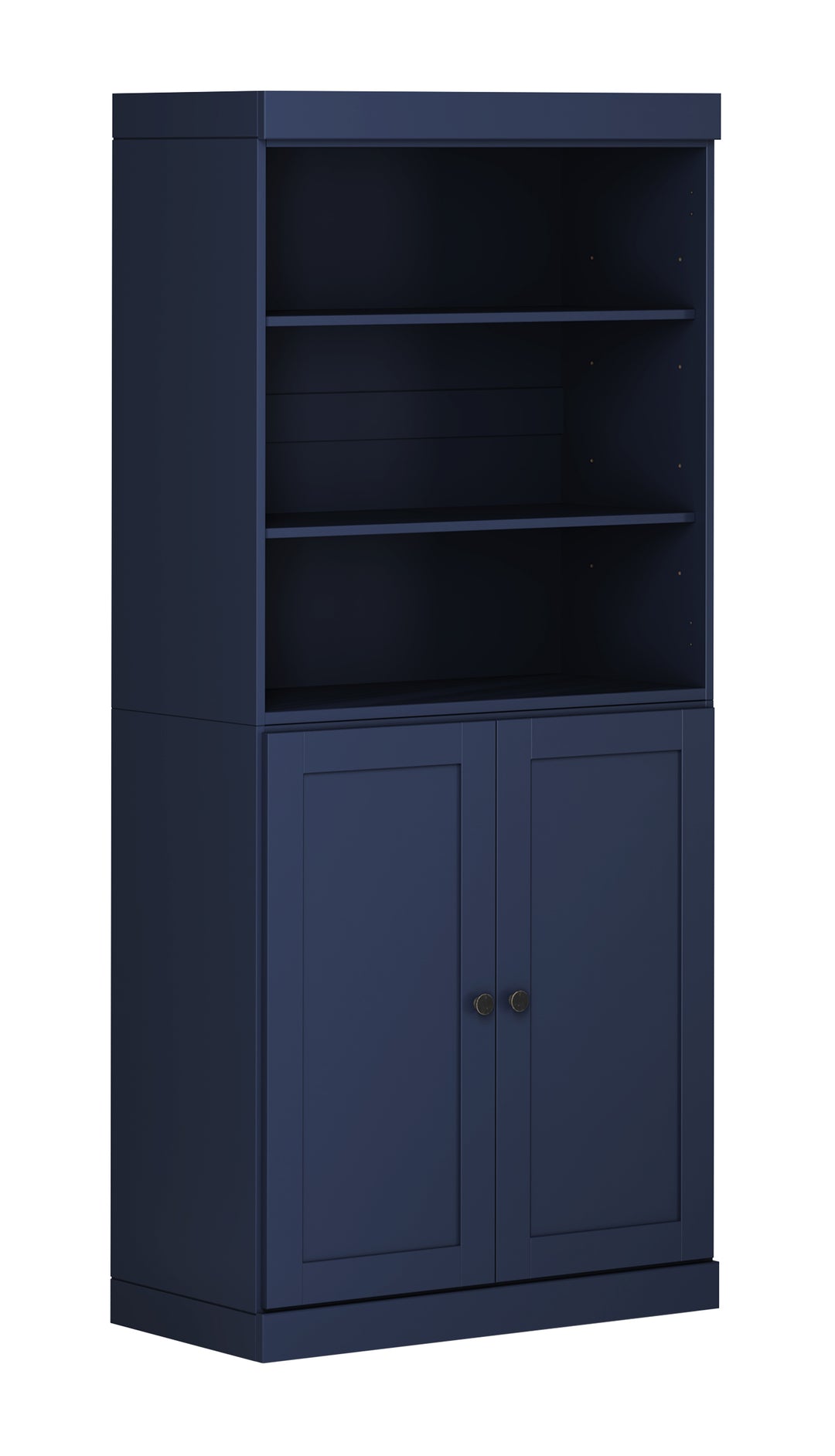 100% Solid Wood 6-Shelf 32" Bookcase Cabinet, 2 Solid Shaker Wood Doors, Adjustable Shelves