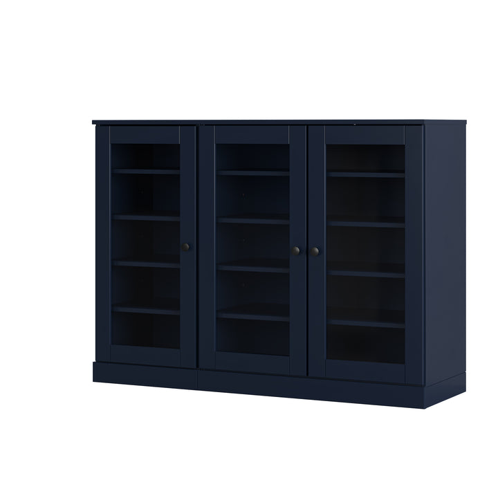 100% Solid Wood Glass Door Shoe Storage Cabinet, Adjustable Shelves, Space Saving Modular Entryway Organizer, 48.5" W x 35.75" H