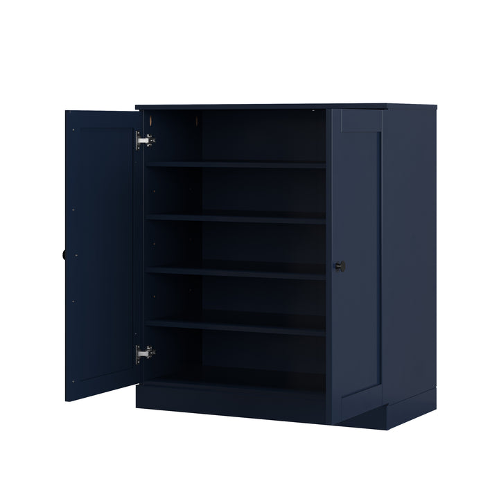 100% Solid Wood Shoe Storage Cabinet with Shaker Doors, Adjustable Shelves, Space Saving Stackable Entryway Organizer, 32" W x 35.75" H