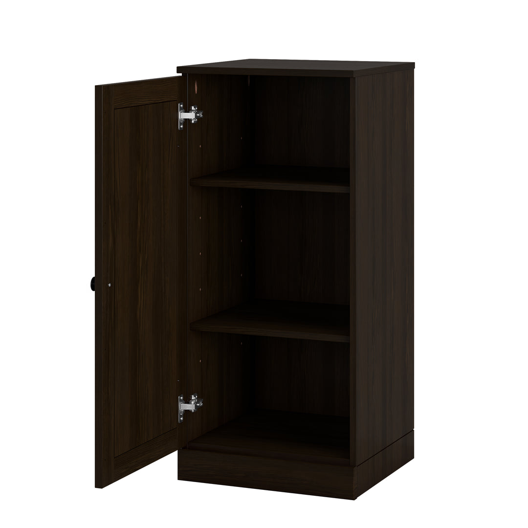 100% Solid Wood Freestanding Bathroom Linen Storage Cabinet with Raised Panel Door, Adjustable Shelves, 16.5" W x 35.75" H