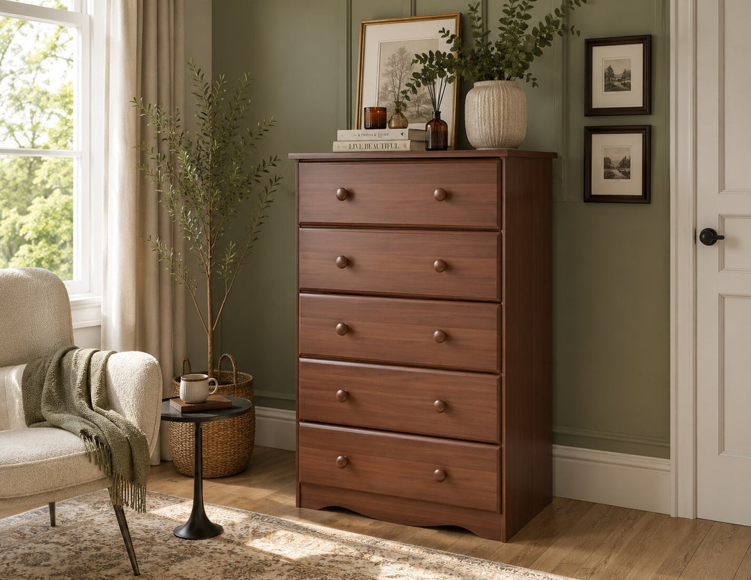 100% Solid Wood 5-Drawer Chest
