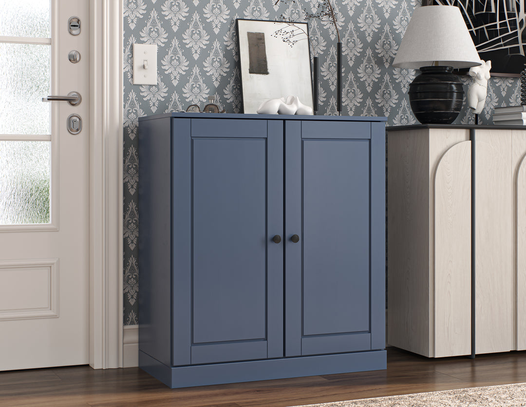 100% Solid Wood Shoe Storage Cabinet with Raised Panel Doors, Adjustable Shelves, Space Saving Stackable Entryway Organizer, 32" W x 35.75" H