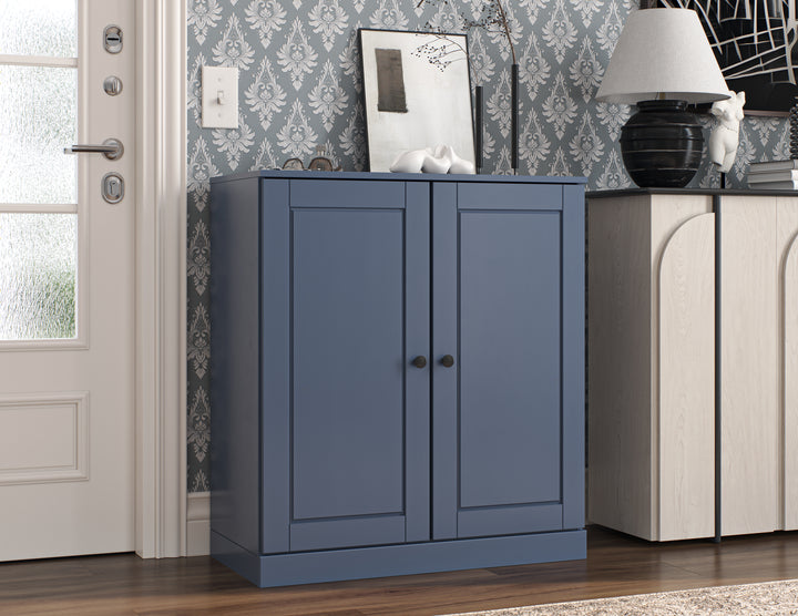 100% Solid Wood Shoe Storage Cabinet with Raised Panel Doors, Adjustable Shelves, Space Saving Stackable Entryway Organizer, 32" W x 35.75" H