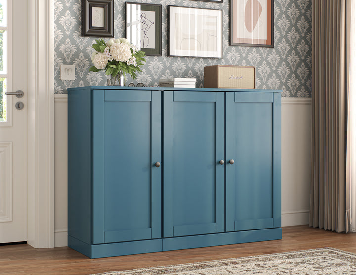 100% Solid Wood Shoe Storage Cabinet with Shaker Doors, Adjustable Shelves, Space Saving Modular Entryway Organizer, 48.5" W x 35.75" H