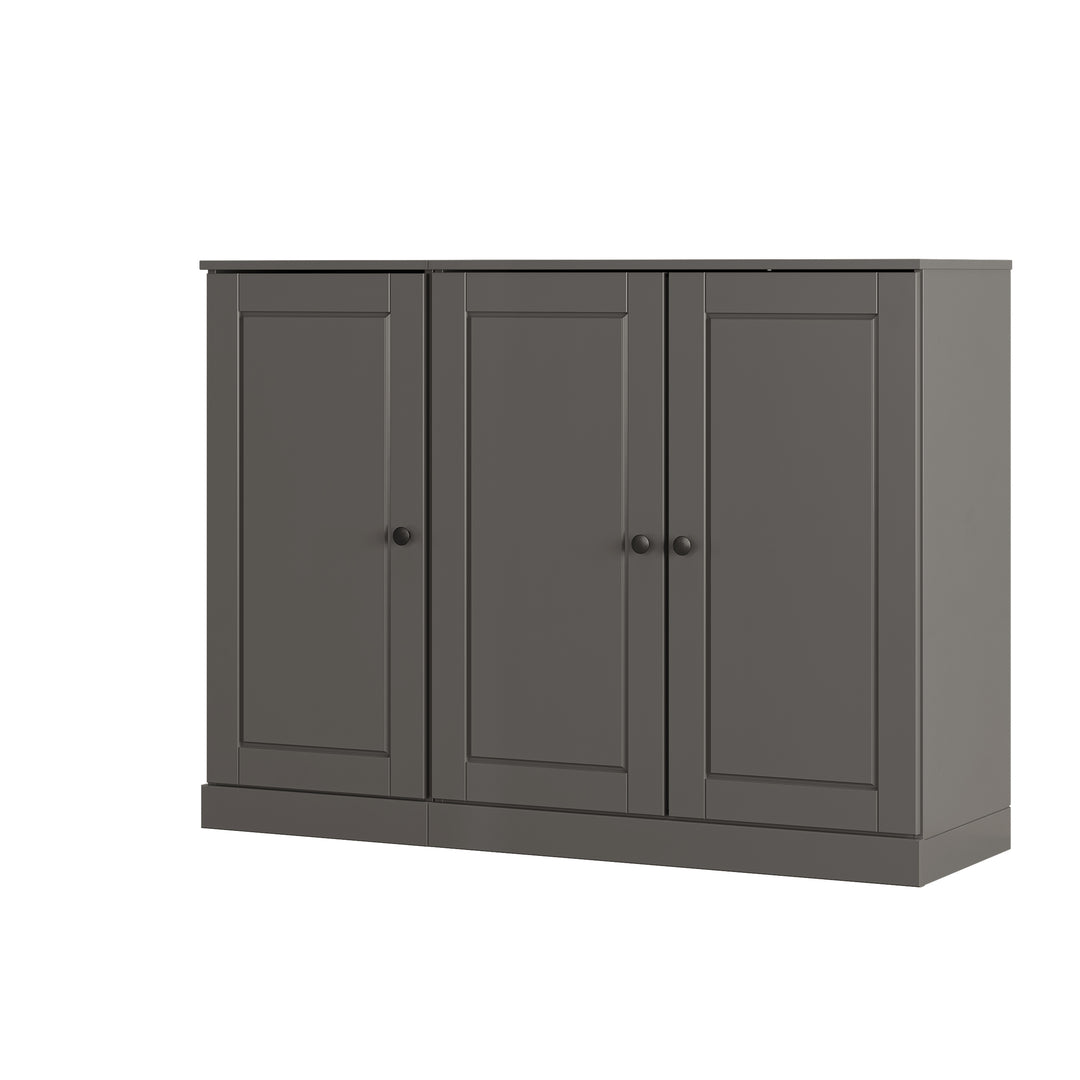 100% Solid Wood Shoe Storage Cabinet with Raised Panel Doors, Adjustable Shelves, Space Saving Modular Entryway Organizer, 48.5" W x 35.75" H