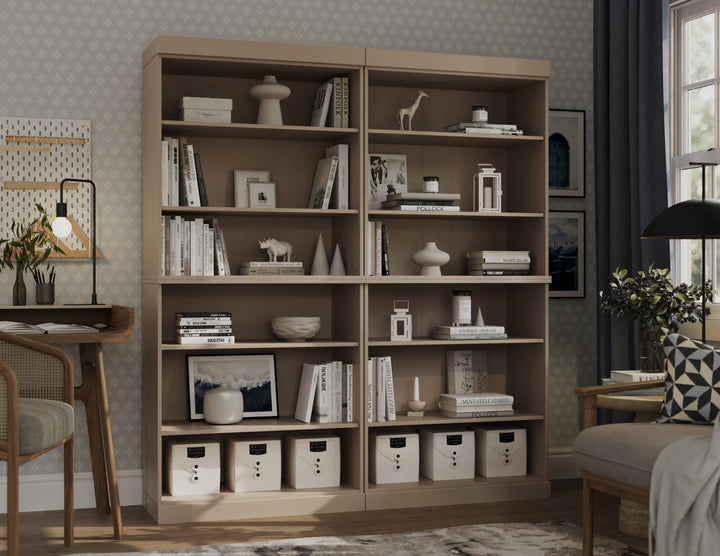 100% Solid Wood 12-Shelf 64" Bookcase, Tall Modular Bookshelf with Adjustable Shelves