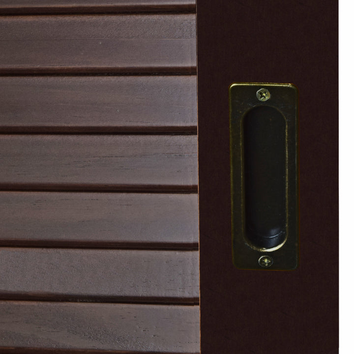 100% Solid Brazilian Pine Wood 5-Sliding Wardrobe with Louvered Doors, 70-110” Wardrobes - Palace Imports