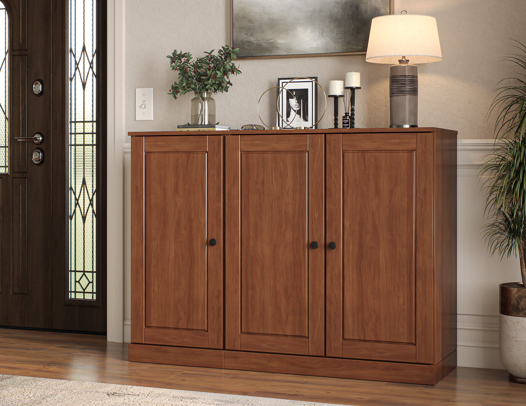 100% Solid Wood Shoe Storage Cabinet with Raised Panel Doors, Adjustable Shelves, Space Saving Modular Entryway Organizer, 48.5" W x 35.75" H